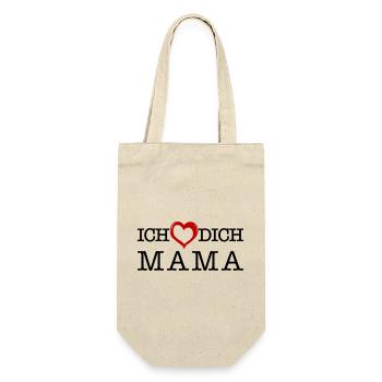 Ich lieb dich Mama - Geschenkbeutel für Flaschen - Natur - Vorne