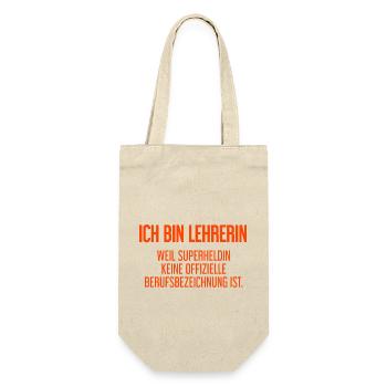 Lehrerin - Mein offizieller Superhelden-Beruf! - Geschenkbeutel für Flaschen - Natur - Vorne