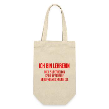 Lehrerin - Mein offizieller Superhelden-Beruf! - Geschenkbeutel für Flaschen - Natur - Vorne