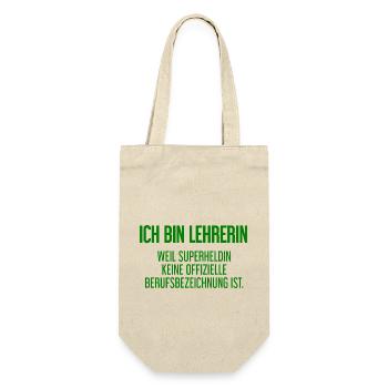 Lehrerin - Mein offizieller Superhelden-Beruf! - Geschenkbeutel für Flaschen - Natur - Vorne