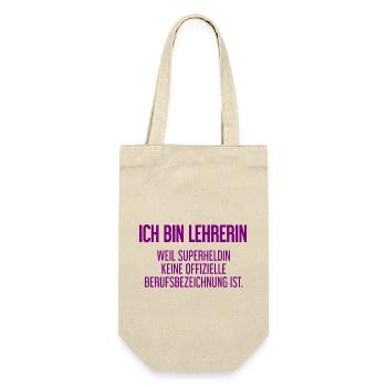 Lehrerin - Mein offizieller Superhelden-Beruf! - Geschenkbeutel für Flaschen - Natur - Vorne