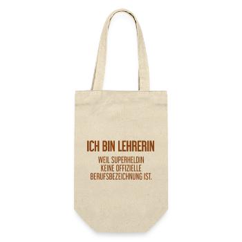 Lehrerin - Mein offizieller Superhelden-Beruf! - Geschenkbeutel für Flaschen - Natur - Vorne