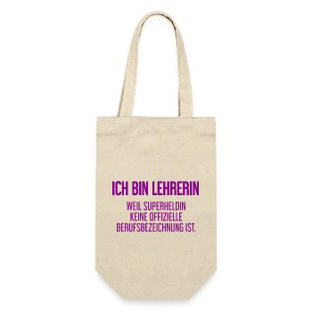 Lehrerin - Mein offizieller Superhelden-Beruf! - Geschenkbeutel für Flaschen - Natur - Vorne