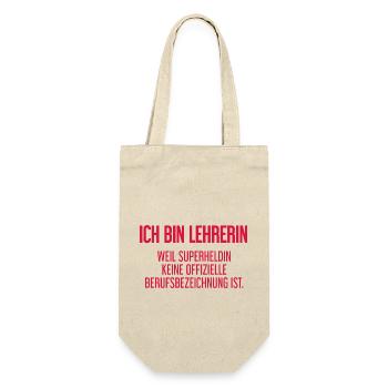 Lehrerin - Mein offizieller Superhelden-Beruf! - Geschenkbeutel für Flaschen - Natur - Vorne