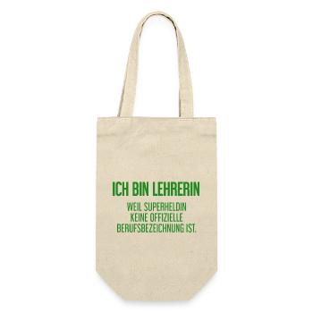 Lehrerin - Mein offizieller Superhelden-Beruf! - Geschenkbeutel für Flaschen - Natur - Vorne