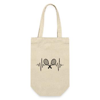 mein Herz schläft für Tennis Design - Geschenkbeutel für Flaschen - Natur - Vorne