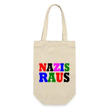 Nazis raus - Geschenkbeutel für Flaschen - Natur - Vorne