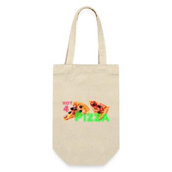 Hot 4 Pizza 🍕 Pizza Theme Klamotte für Liebhaber - Geschenkbeutel für Flaschen - Natur - Vorne