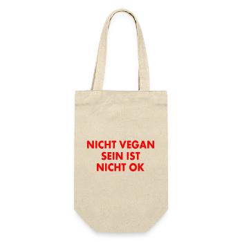 nicht vegan sein ist nicht ok - Geschenkbeutel für Flaschen - Natur - Vorne