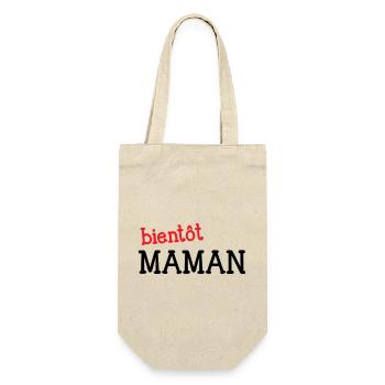 bientôt Maman ! Cadeau de grossesse - Sac à bouteille - nature - Devant