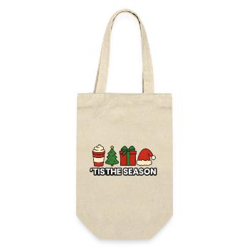 Es ist die Saison der festlichen Weihnachtscrew - Geschenkbeutel für Flaschen - Natur - Vorne