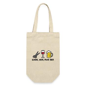 Schere Wein Paar Bier Lustiges Party Wortspiel - Geschenkbeutel für Flaschen - Natur - Vorne