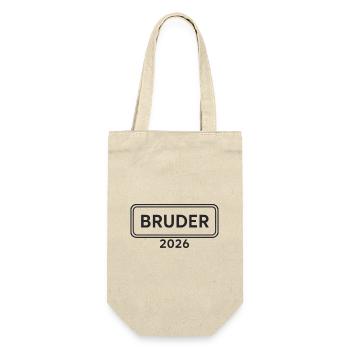 BRUDER 2026 Stolze Geschwister Ankündigung - Geschenkbeutel für Flaschen - Natur - Vorne