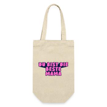 du bist die beste Mama - Geschenkbeutel für Flaschen - Natur - Vorne