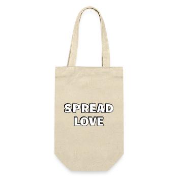 Spread Love Fett Schwarz Weiß Typografie - Geschenkbeutel für Flaschen - Natur - Vorne