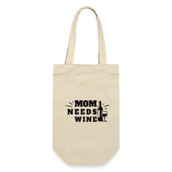 Mom Needs Wine Muttertag Weinliebhaber - Geschenkbeutel für Flaschen - Natur - Vorne