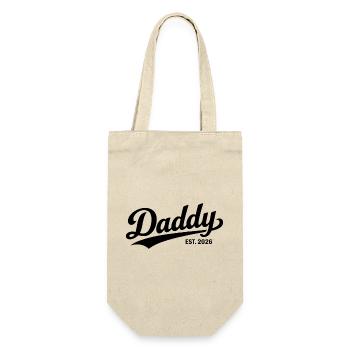 Papas 2026er Papa als frischgebackener Vater Geschenk - Geschenkbeutel für Flaschen - Natur - Vorne
