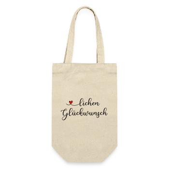 herzlichen Glückwunsch - Geschenkbeutel für Flaschen - Natur - Vorne