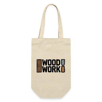 Wood Work Schriftzug Logo - Geschenkbeutel für Flaschen - Natur - Vorne