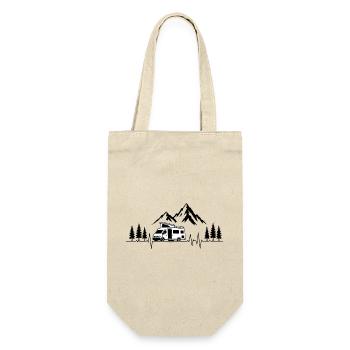 Camping love with heartbeat and motorhome - Gift Bag for Bottles - nature - Front