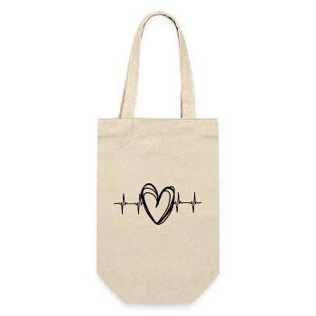 Scribble Herz EKG Herzschlag - Geschenkbeutel für Flaschen - Natur - Vorne