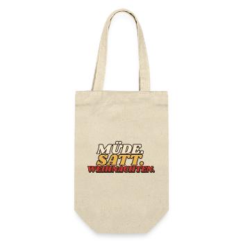 Müde. Satt. Weihnachten. - Retro Spruch - Geschenkbeutel für Flaschen - Natur - Vorne