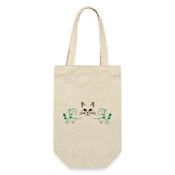 Katze zwischen Girlanden - Geschenkbeutel für Flaschen - Natur - Vorne