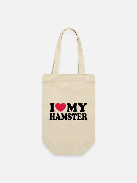 I love my hamster - Ich liebe mein Hamster - Geschenkbeutel für Flaschen - Natur