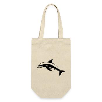 Kleiner Delphin - Geschenkbeutel für Flaschen - Natur - Vorne