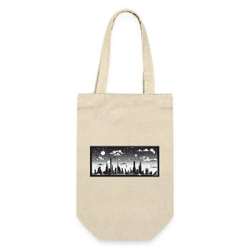 Manga Comic Future City Skyline - Gift Bag for Bottles - nature - Front