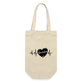 Dresden Herzschlag Liebe Herz Stadt Illustration - Geschenkbeutel für Flaschen - Natur - Vorne