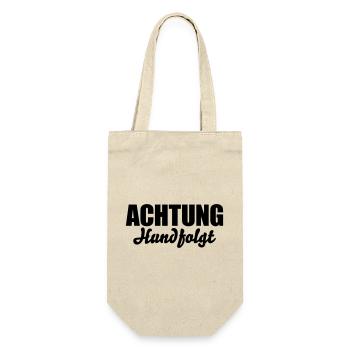Achtung Hund folgt - Geschenkbeutel für Flaschen - Natur - Vorne