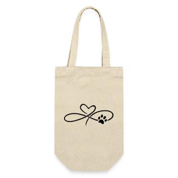 Coeur infini avec patte chien chat - Sac à bouteille - nature - Devant