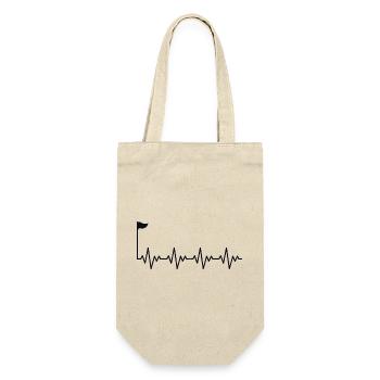 Golf Golfer Golfloch mit Fahne EKG Herzschlag - Geschenkbeutel für Flaschen - Natur - Vorne