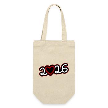 2026 Heart - Gift Bag for Bottles - nature - Front