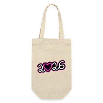 2026 Heart - Gift Bag for Bottles - nature - Front
