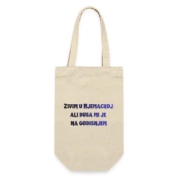 Kraftvoller Blau-Typo Spruch - Geschenkbeutel für Flaschen - Natur - Vorne