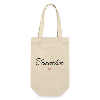 Freundin Herz Geschenk Liebe Freundschaft - Geschenkbeutel für Flaschen - Natur - Vorne