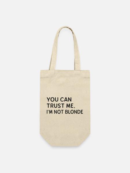 Du kannst mir vertrauen. Ich bin nicht blond. - Geschenkbeutel für Flaschen - Natur