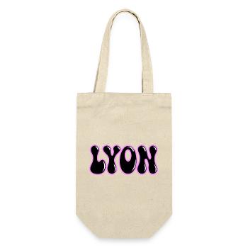Lyon Retro Groovy Black & Pink Contour - Geschenkbeutel für Flaschen - Natur - Vorne