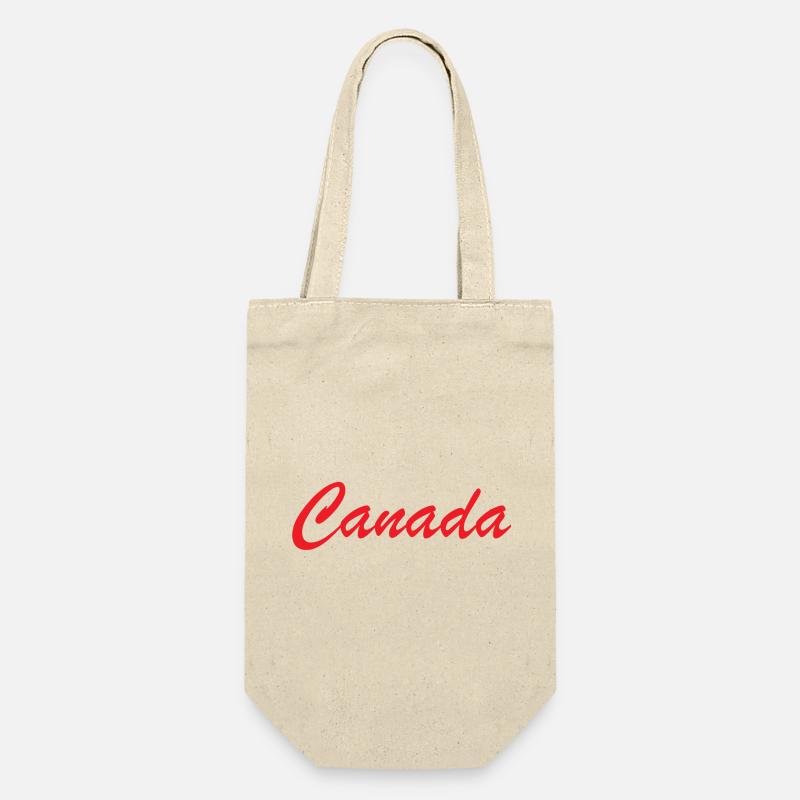 Canada Script Schriftzug Rot - Geschenkbeutel für Flaschen - Natur