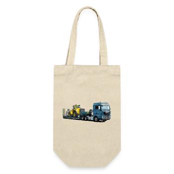 Low-loader with excavator - Gift Bag for Bottles - nature - Front