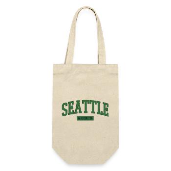 Seattle Schriftzug Grün - Geschenkbeutel für Flaschen - Natur - Vorne