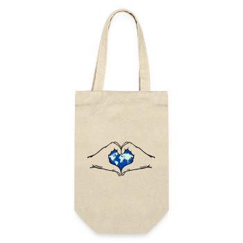 World Love Heart Shape - Gift Bag for Bottles - nature - Front