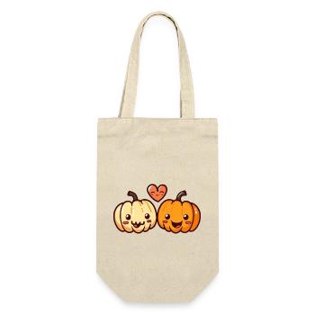 Pumpkin Couple Love Heart Funny - Gift Bag for Bottles - nature - Front
