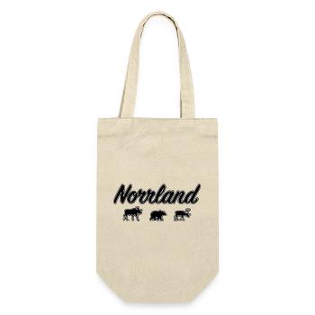 Norrland Schriftzug Silhouetten Schweden Region - Geschenkbeutel für Flaschen - Natur - Vorne