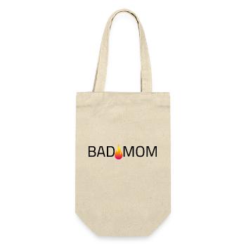 Bad Mom Schriftzug Logo Flamme - Geschenkbeutel für Flaschen - Natur - Vorne