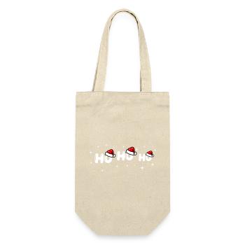 Ho Ho Ho Santa Schriftdesign - Geschenkbeutel für Flaschen - Natur - Vorne