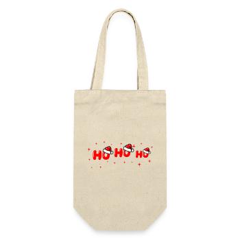 Ho Ho Ho Santa Schriftzug - Geschenkbeutel für Flaschen - Natur - Vorne