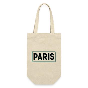 Pariser Vintage-Straßenschild - Geschenkbeutel für Flaschen - Natur - Vorne